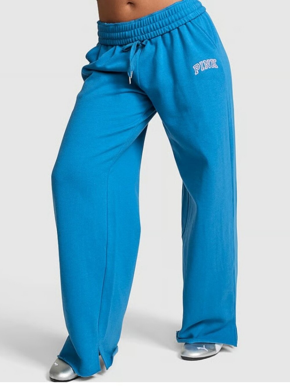 PINK Campus Fleece Wide-Leg Split-Hem Sweatpants Sz XS Short NWT